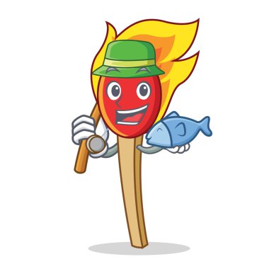 Balık tutma maç sopa maskot çizgi film