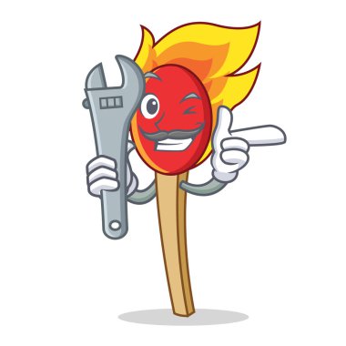 Mekanik maç sopa maskot çizgi film