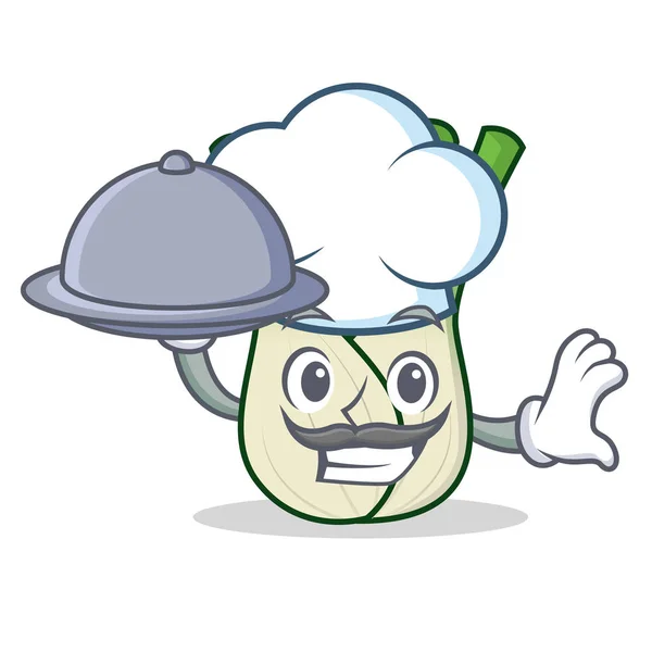Chef com alimento funcho mascote estilo cartoon — Vetor de Stock