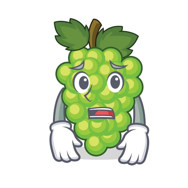 Paura uva verde mascotte cartone animato — Vettoriale Stock