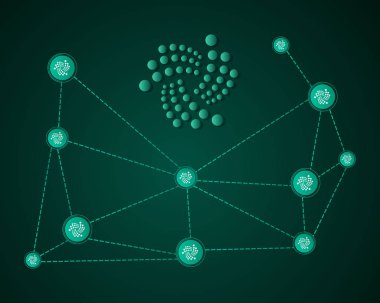Iota blockchain yeşil zemin üzerine