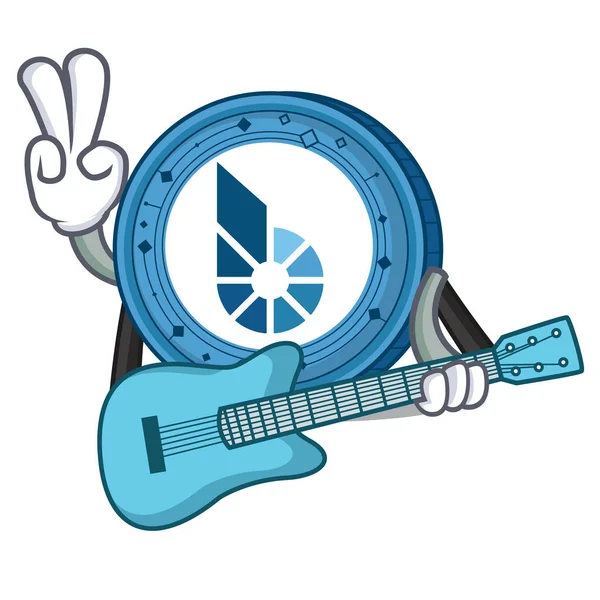 Con la guitarra BitShares moneda mascota de dibujos animados — Vector de stock