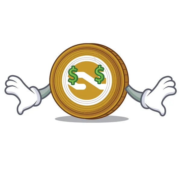 Dinheiro olho Nxt moeda mascote desenhos animados — Vetor de Stock