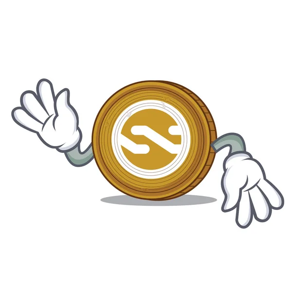 Crazy Nxt mascote de moeda desenhos animados — Vetor de Stock