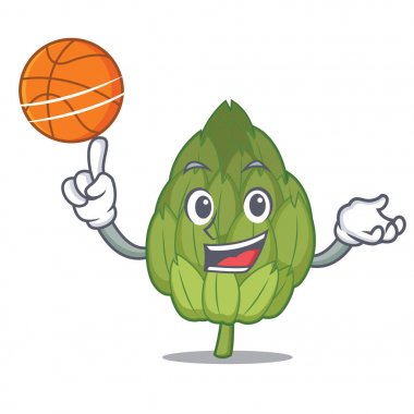 Basketbol enginar karakter karikatür tarzı ile