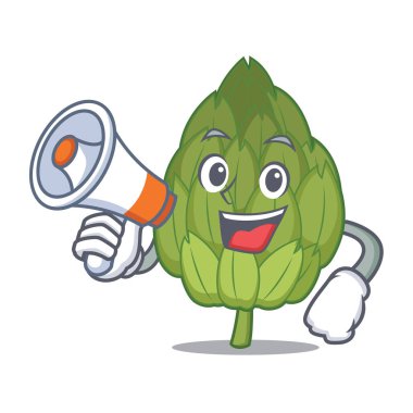 Megafon enginar karakter karikatür tarzı ile