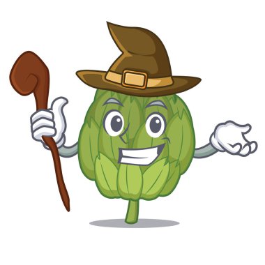 Cadı enginar maskot karikatür tarzı