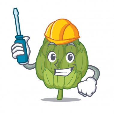 Otomotiv enginar maskot karikatür tarzı