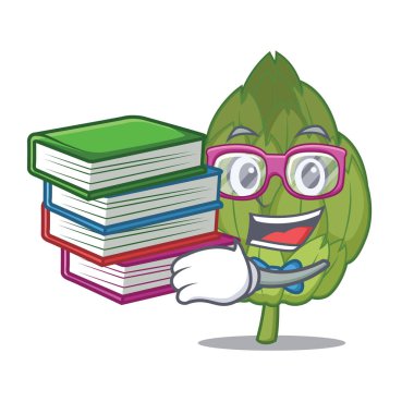 Öğrenci kitap enginar maskot karikatür tarzı ile