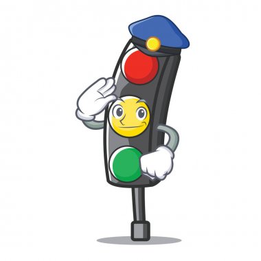 Polis trafik ışığı karakter karikatür