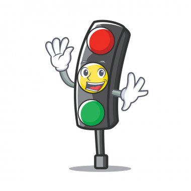 Trafik ışığı karakter karikatür sallayarak