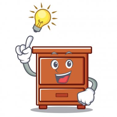 Bir fikir ahşap çekmece maskot çizgi film var