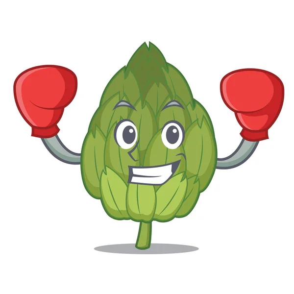 Boxing artichoke character cartoon style — Stock Vector