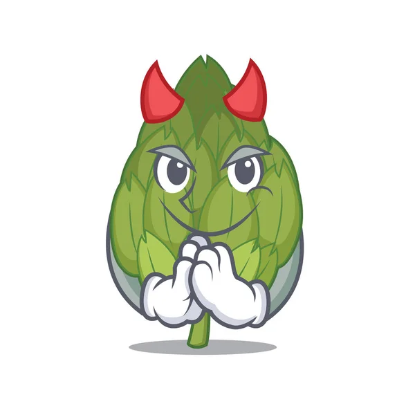 Diablo alcachofa mascota estilo de dibujos animados — Vector de stock