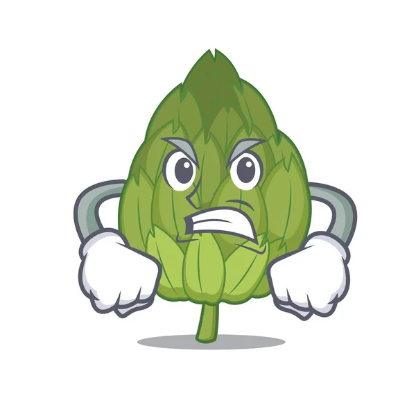 Angry artichoke mascot cartoon style — Stock Vector