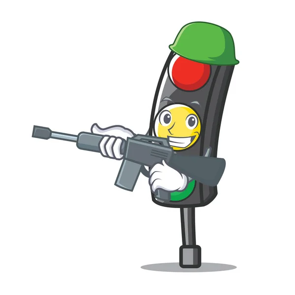 Army traffic light character cartoon — Stock Vector
