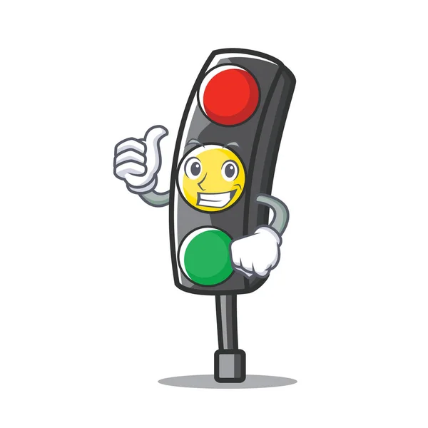 Thumbs up traffic light character cartoon — Stock Vector
