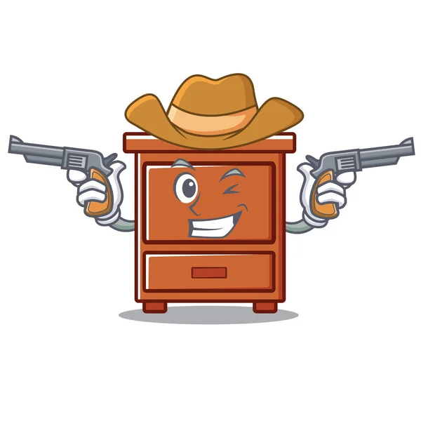 Cowboy legno cassetto personaggio cartone animato — Vettoriale Stock