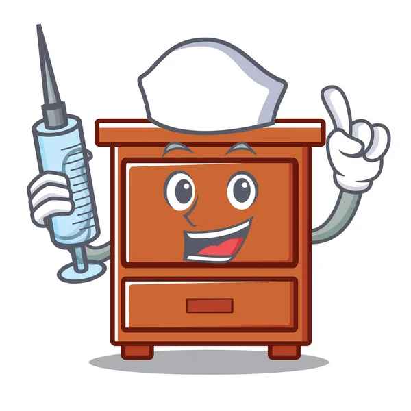Enfermera cajón de madera personaje de dibujos animados — Vector de stock