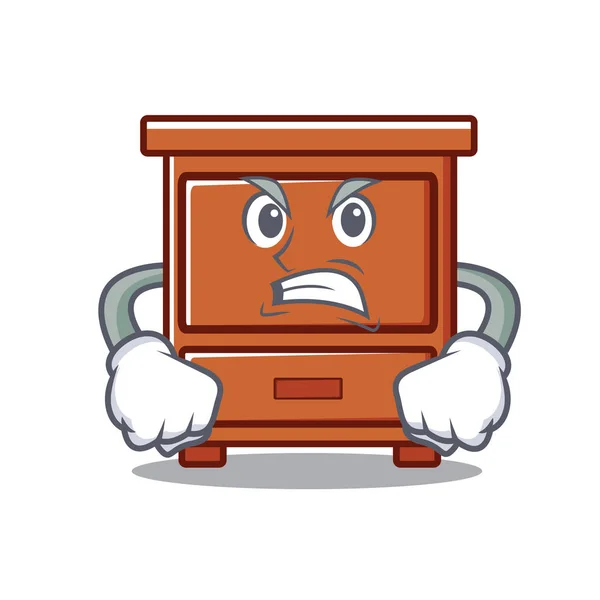 Kreslený maskot rozzlobený dřevěné zásuvky — Stockový vektor