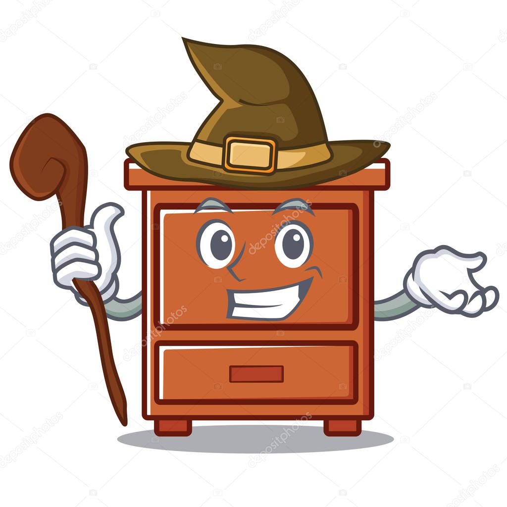 Witch wooden drawer mascot cartoon