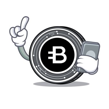 Telefon Bytecoin sikke karakter karikatür ile