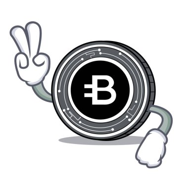 İki Bytecoin sikke karakter karikatür parmak