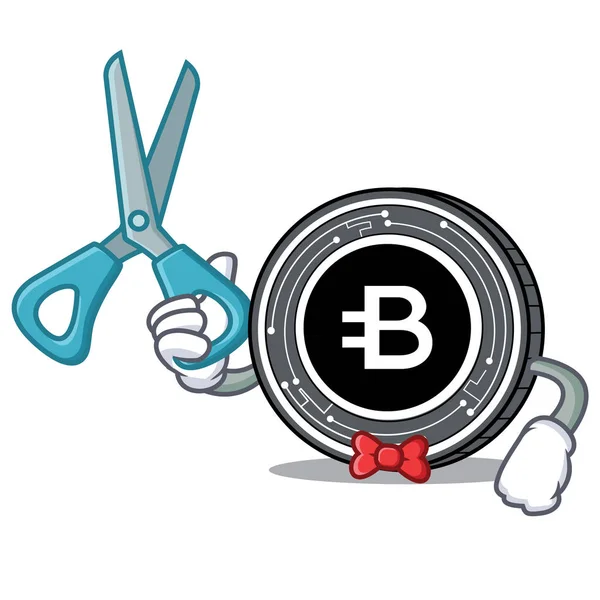 Barbeiro Bytecoin desenho animado personagem moeda — Vetor de Stock