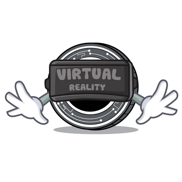 Com realidade virtual Bytecoin moeda mascote cartoon — Vetor de Stock