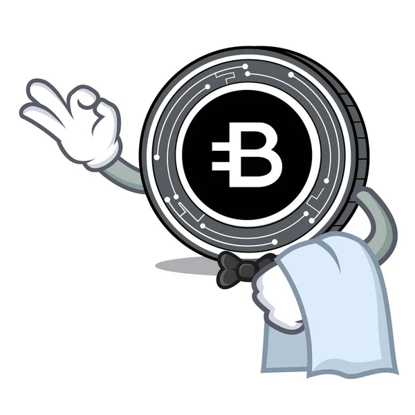 Garçom Bytecoin moeda mascote desenhos animados — Vetor de Stock
