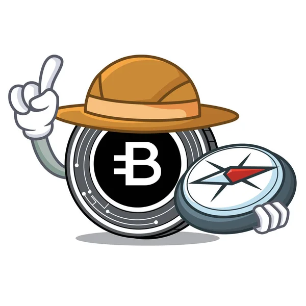 Explorer Bytecoin moeda mascote cartoon — Vetor de Stock