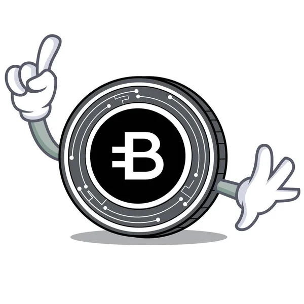 Dedo Bytecoin moeda mascote desenhos animados — Vetor de Stock