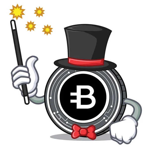 Magician Bytecoin moeda mascote desenhos animados — Vetor de Stock