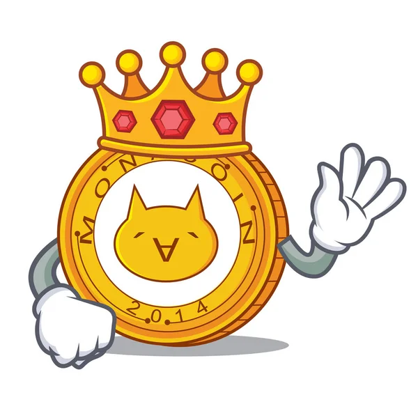 Rey Monacoin mascota estilo de dibujos animados — Vector de stock