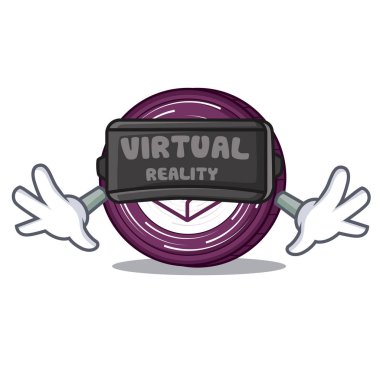 Sanal gerçeklik ile para maskot karikatür augured