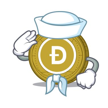 Denizci Dogecoin karakter karikatür tarzı