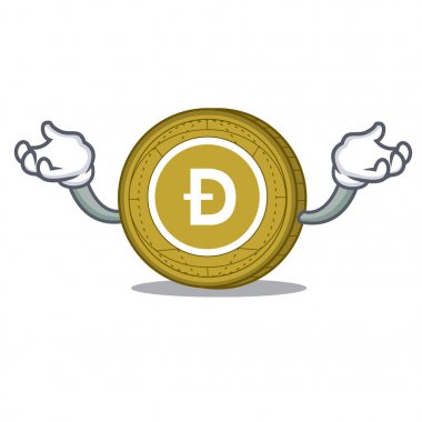 Eller yukarıda Dogecoin karakter karikatür tarzı
