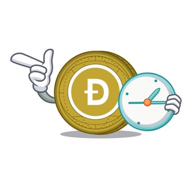 Saat Dogecoin karakter karikatür tarzı ile