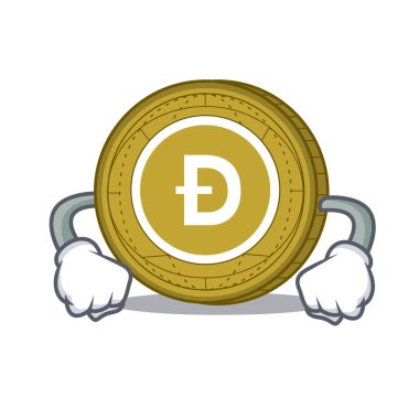 Kızgın Dogecoin maskotu karikatür tarzı