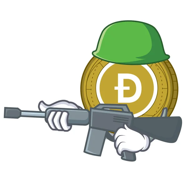 Armée Dogecoin personnage dessin animé style — Image vectorielle