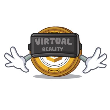 Sanal gerçeğe komodo sikke maskot karikatür ile