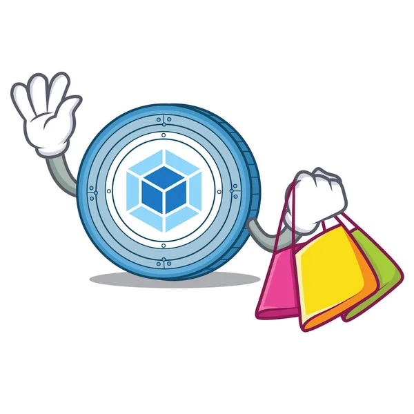 Compras webpack moeda personagem desenhos animados — Vetor de Stock