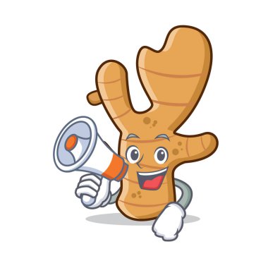 Megafon zencefil karakter karikatür tarzı ile