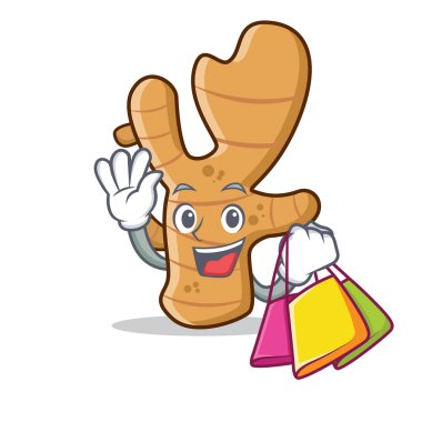 Zencefil karakter karikatür tarzı alışveriş