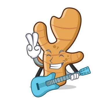 Gitar zencefil maskot karikatür tarzı ile