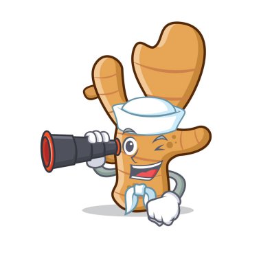 Denizci dürbün zencefil maskot karikatür tarzı ile