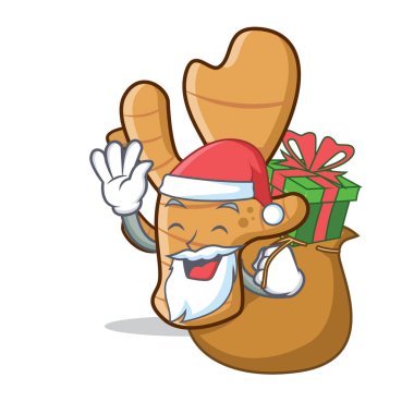 Noel Baba hediye zencefil maskot karikatür tarzı ile