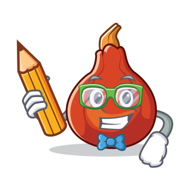 Öğrenci kırmızı kuri squash karikatür karakter