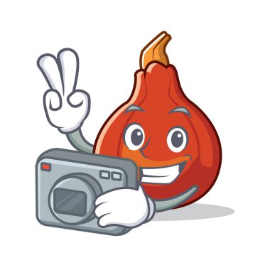 Fotoğrafçı kırmızı kuri squash maskot çizgi film