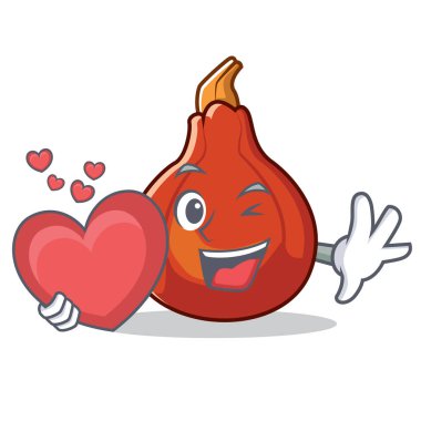 Kalp kırmızı kuri squash maskot karikatür ile